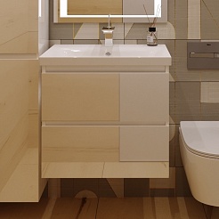 Style Line Мебель для ванной Даймонд 70 Люкс белая, PLUS подвесная – фотография-5